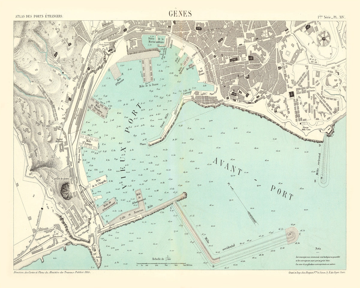 Preview of Vintage Map of Genoa, Italy 1884