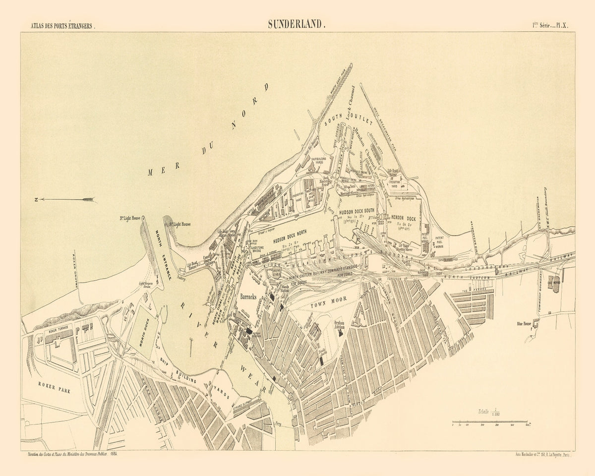Preview of Vintage Map of Sunderland, England 1884