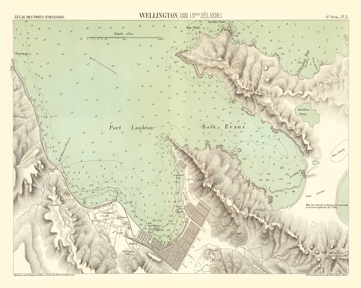 Preview of Vintage Map of Wellington, New Zealand 1881