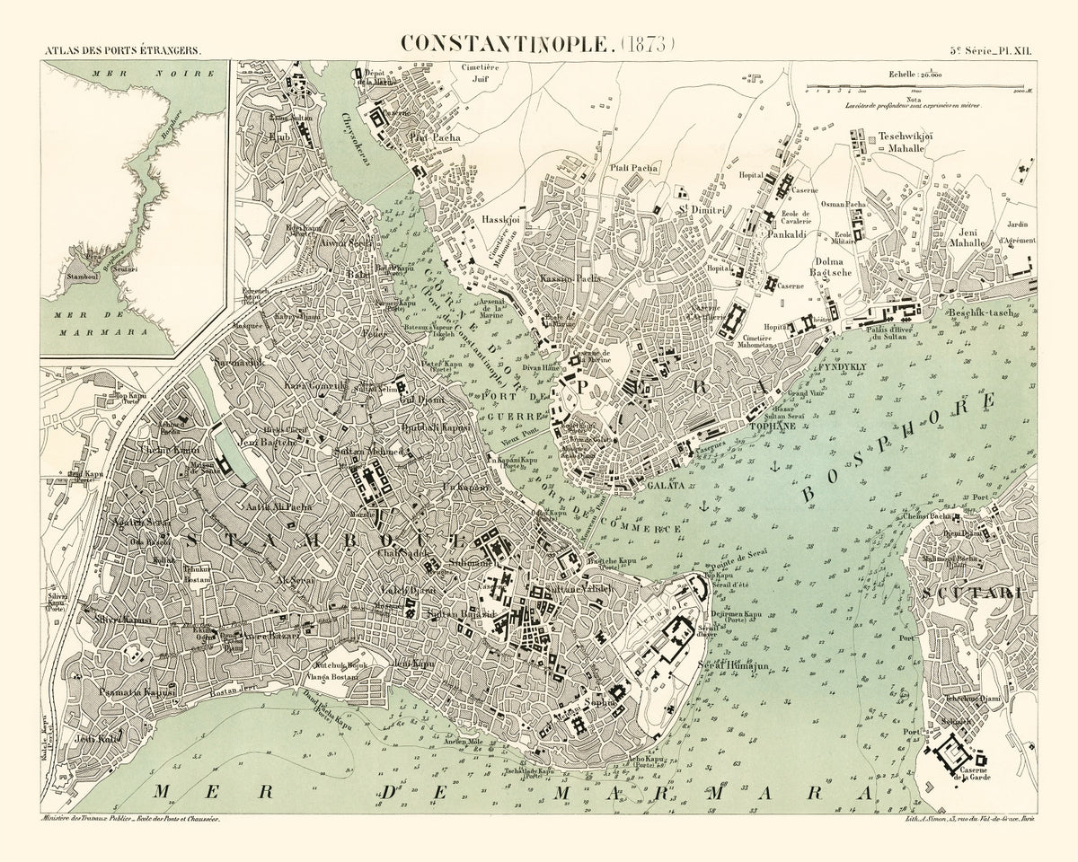 Preview of Vintage Map of Istanbul, Turkey 1873