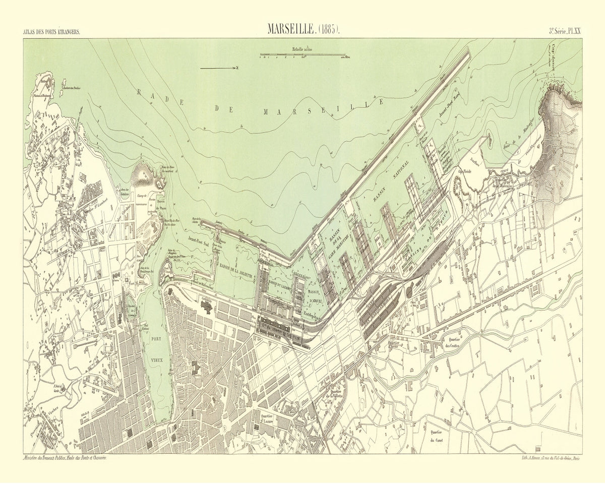 Preview of Vintage Map of Marseille, France 1885
