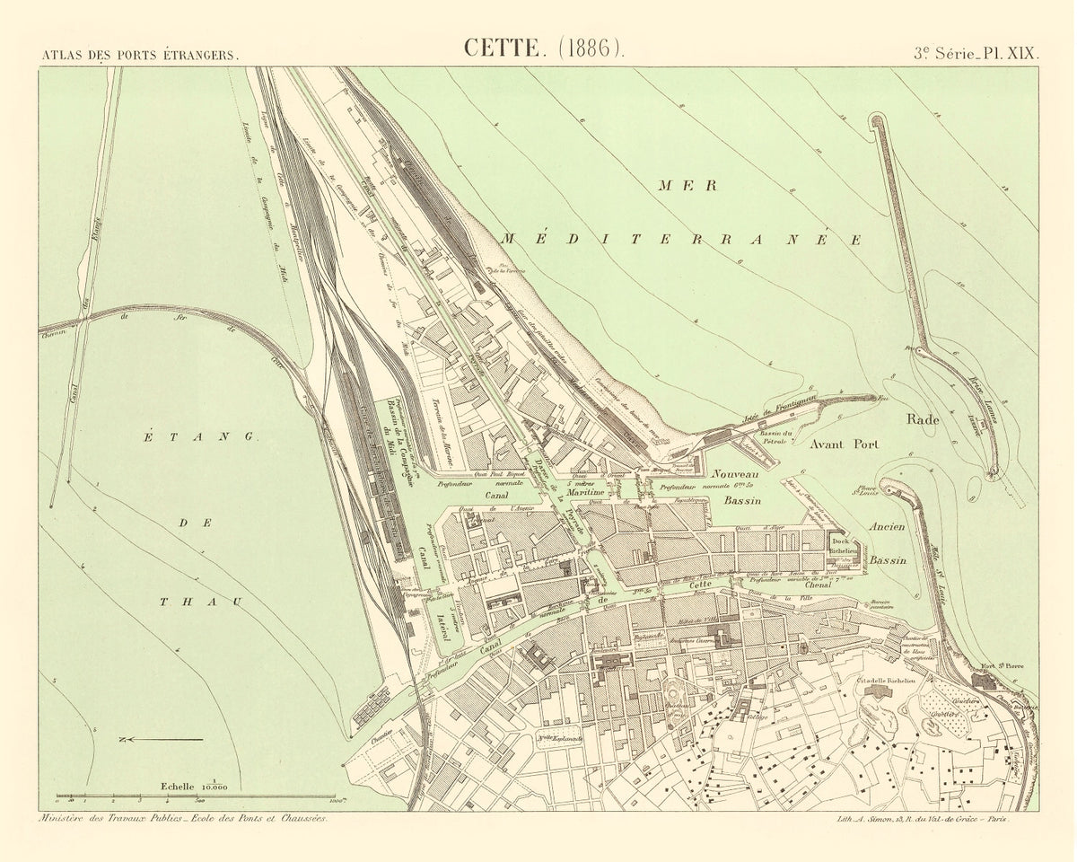 Preview of Vintage Map of Sète, France 1886