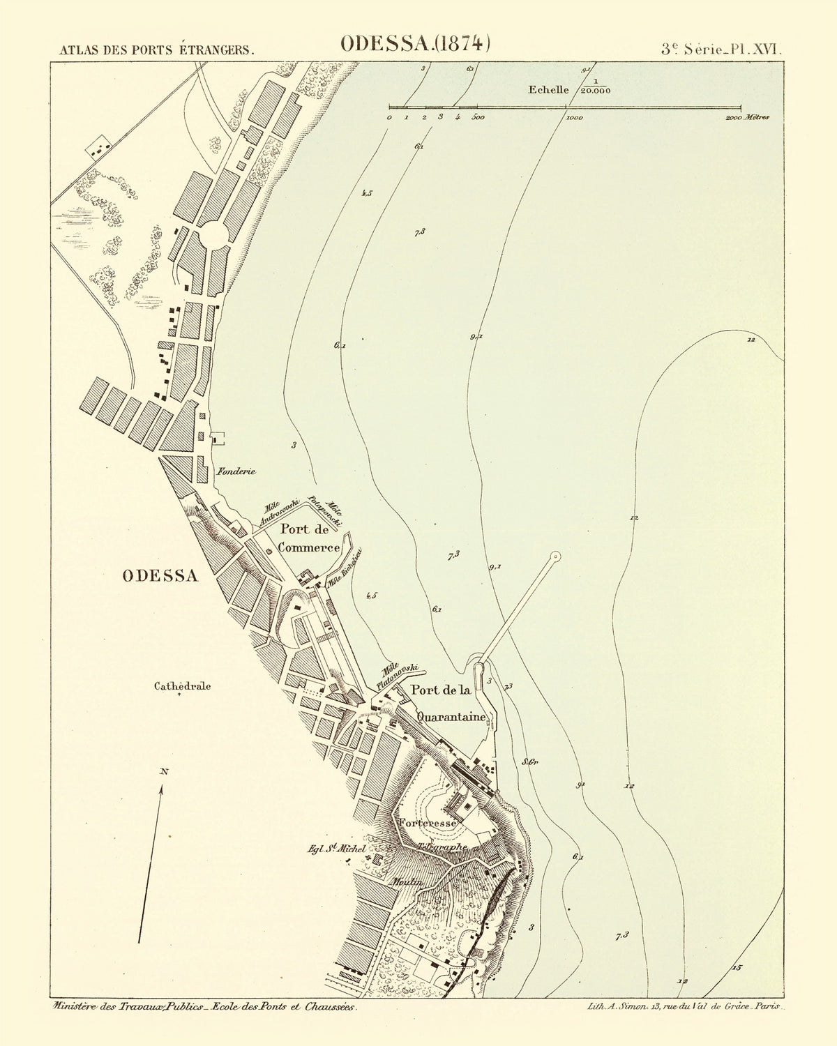 Preview of Vintage Map of Odesa, Ukraine 1874