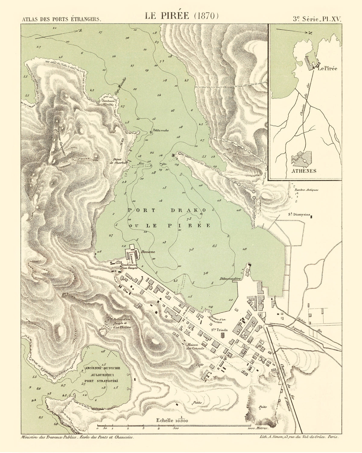 Preview of Vintage Map of Piraeus, Greece 1870