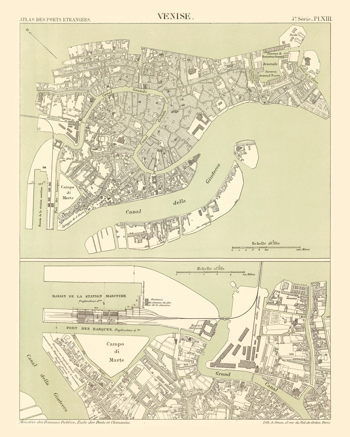 Preview of Vintage Map of Venice, Italy 1887