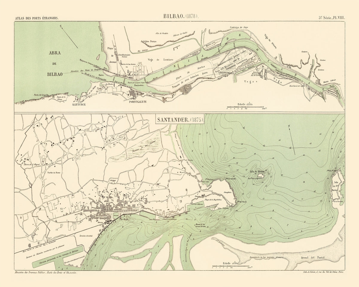 Preview of Vintage Map of Bilbao, Spain 1878
