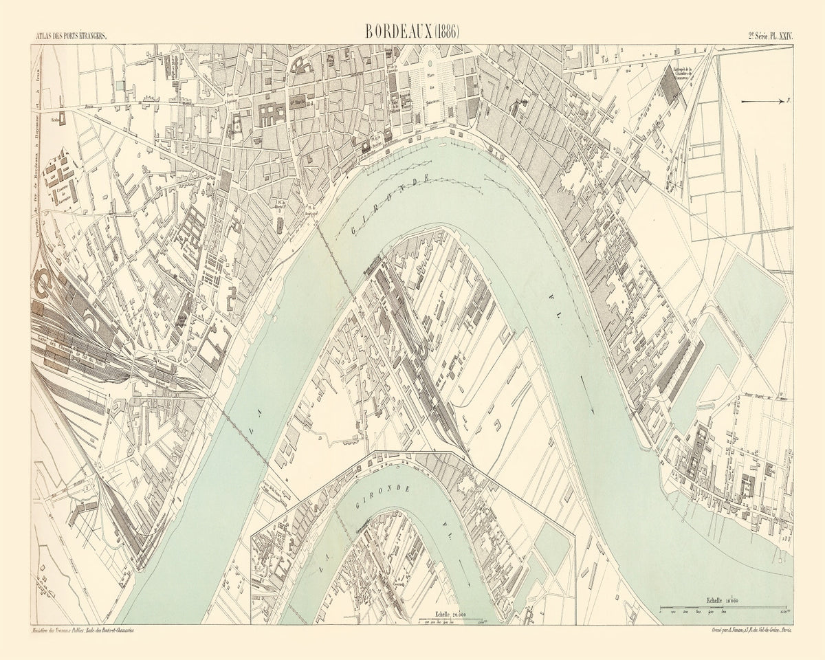 Preview of Vintage Map of Bordeaux, France 1886