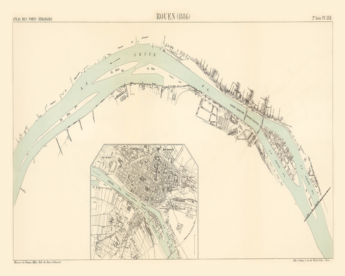 Preview of Vintage Map of Rouen, France 1886