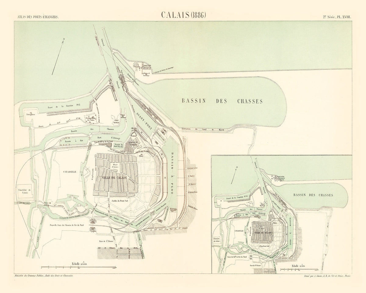 Preview of Vintage Map of Calais, France 1886