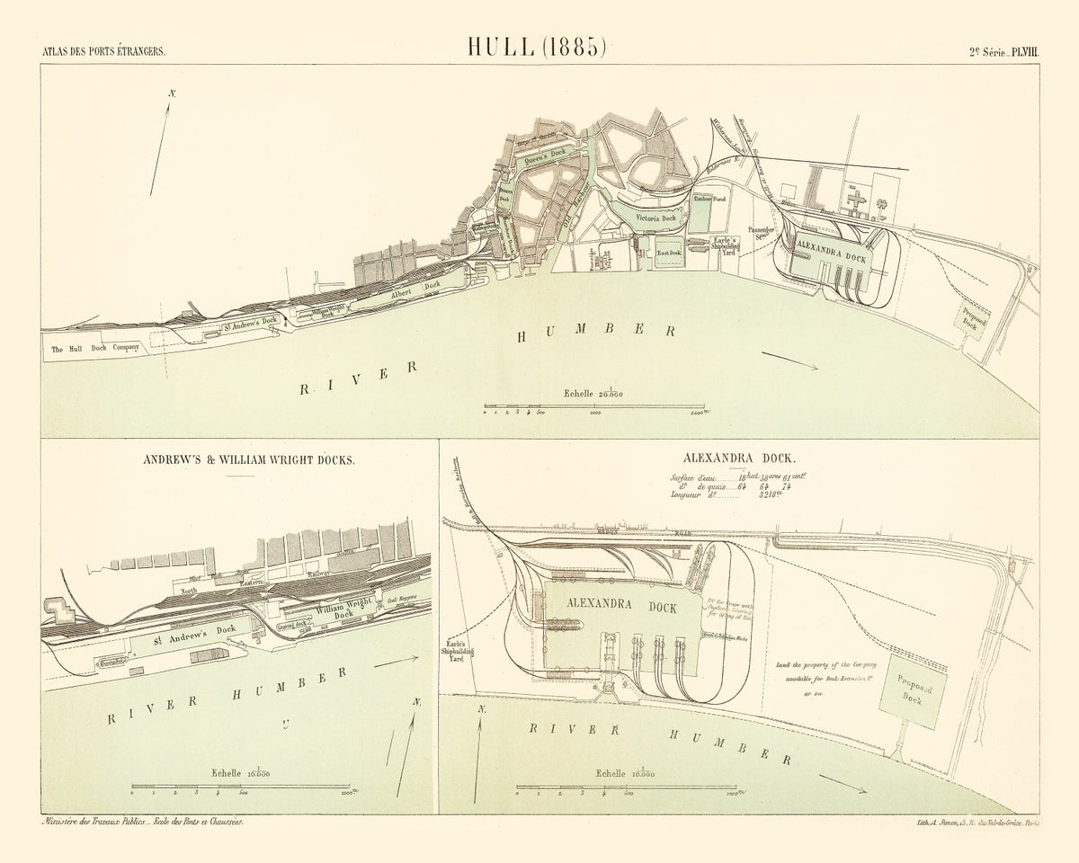 Preview of Vintage Map of Hull, England 1885