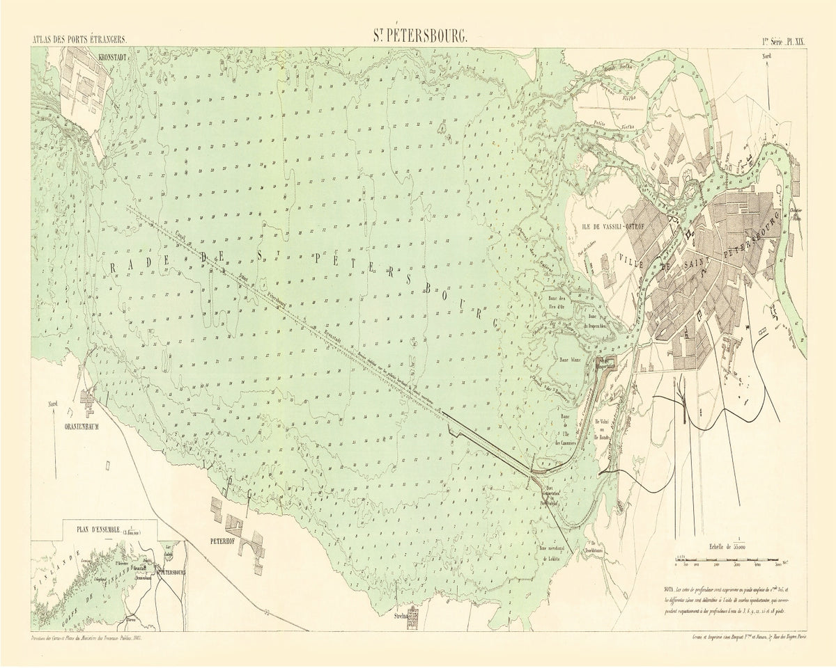 Preview of Vintage Map of Saint Petersburg, Russia 1884