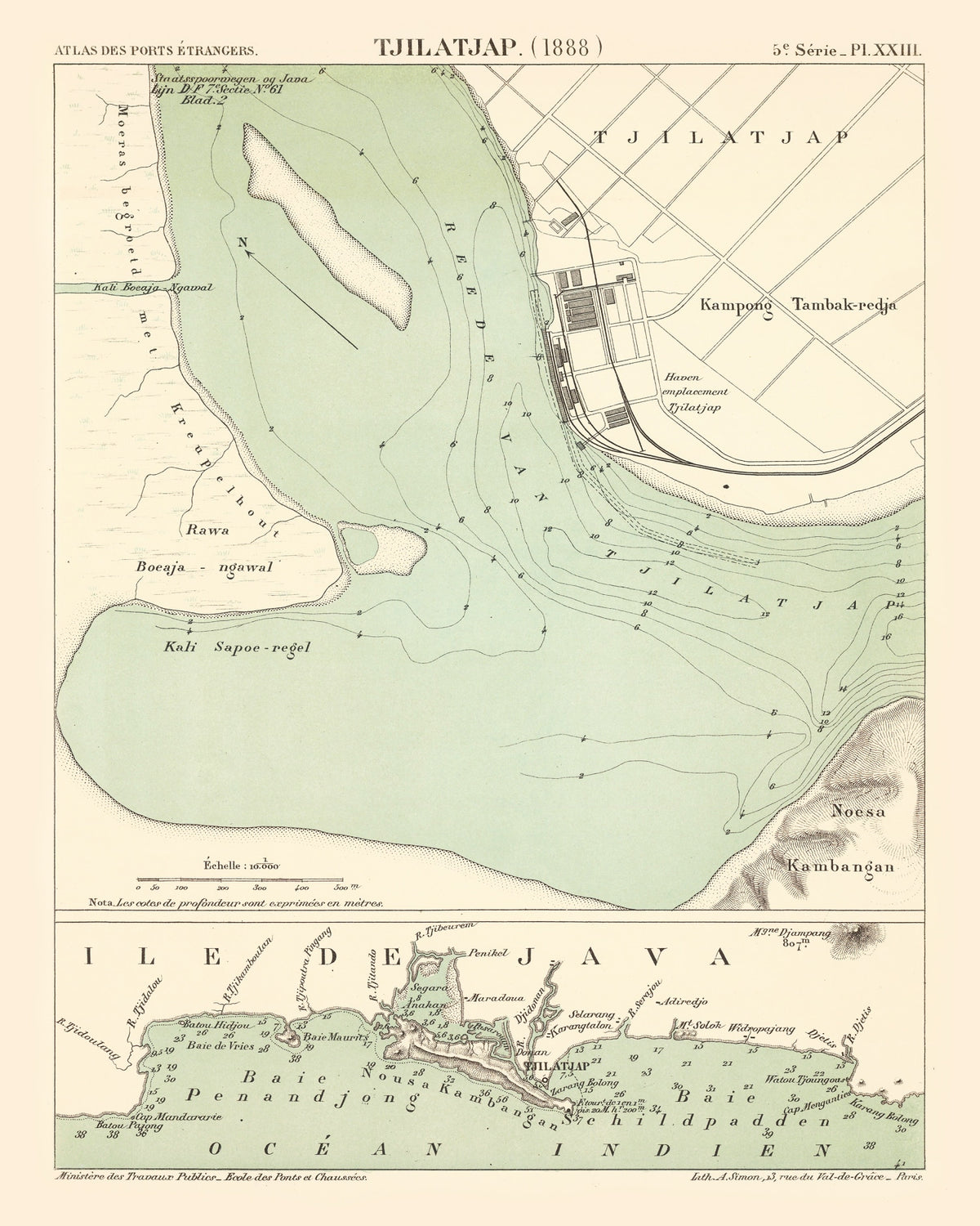Preview of Vintage Map of Cilacap, Indonesia 1888