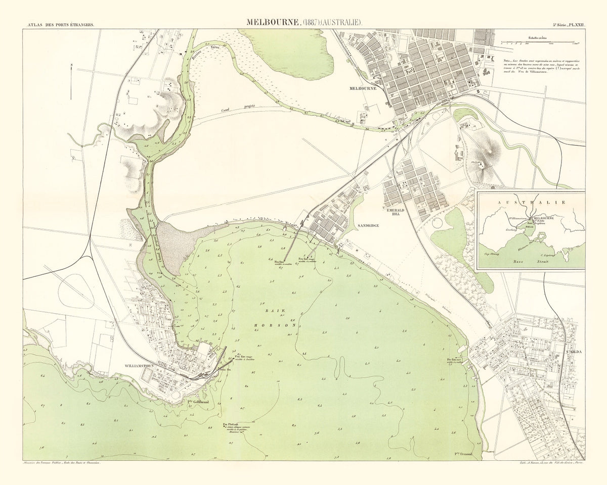 Preview of Vintage Map of Melbourne, Australia 1887