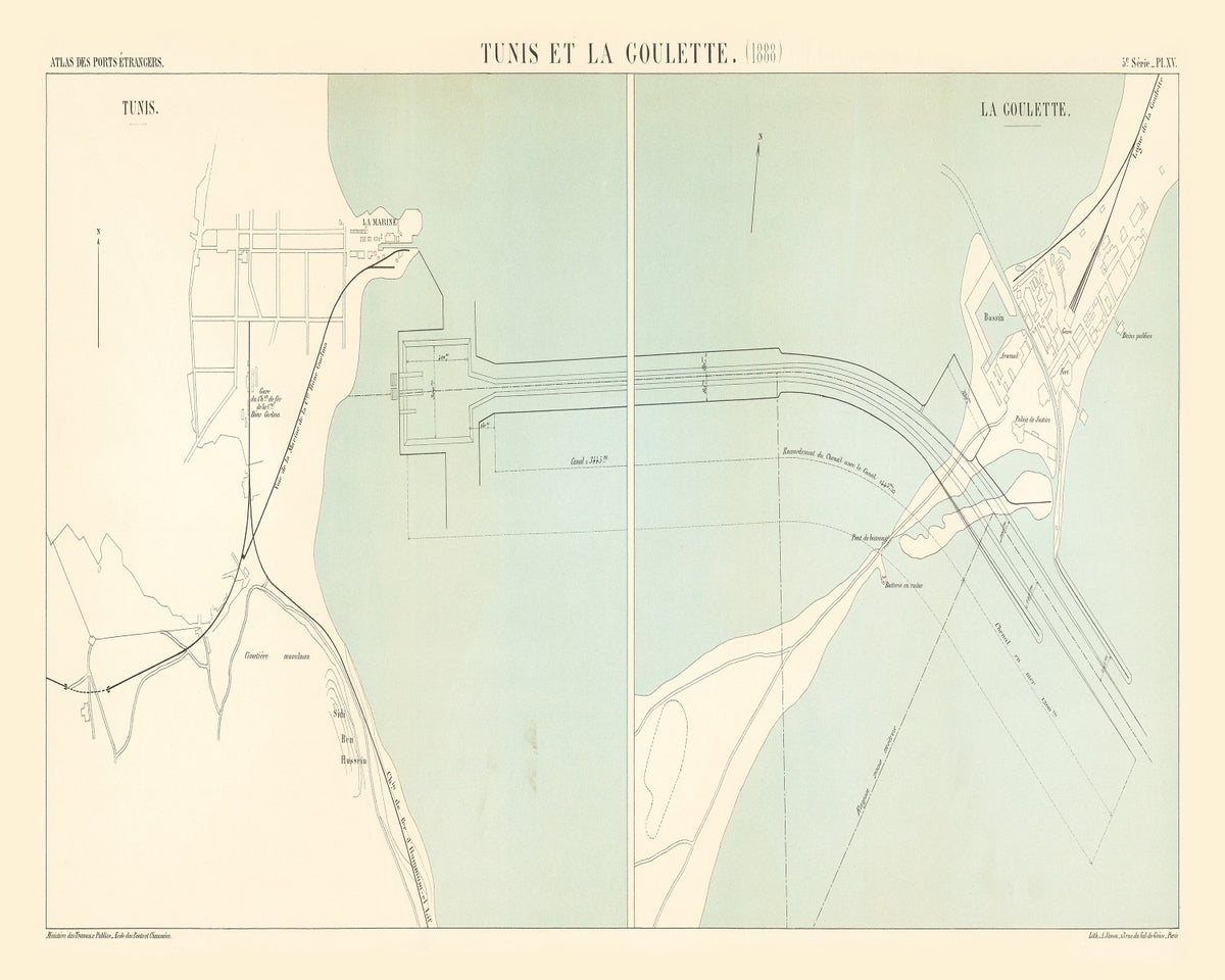 Preview of Vintage Map of Tunis, Tunisia 1888