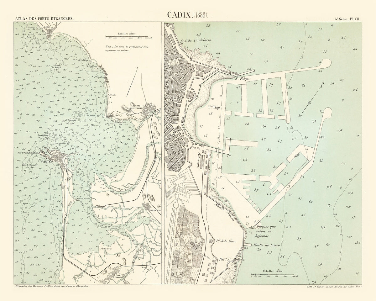 Preview of Vintage Map of Cadix, Spain 1888