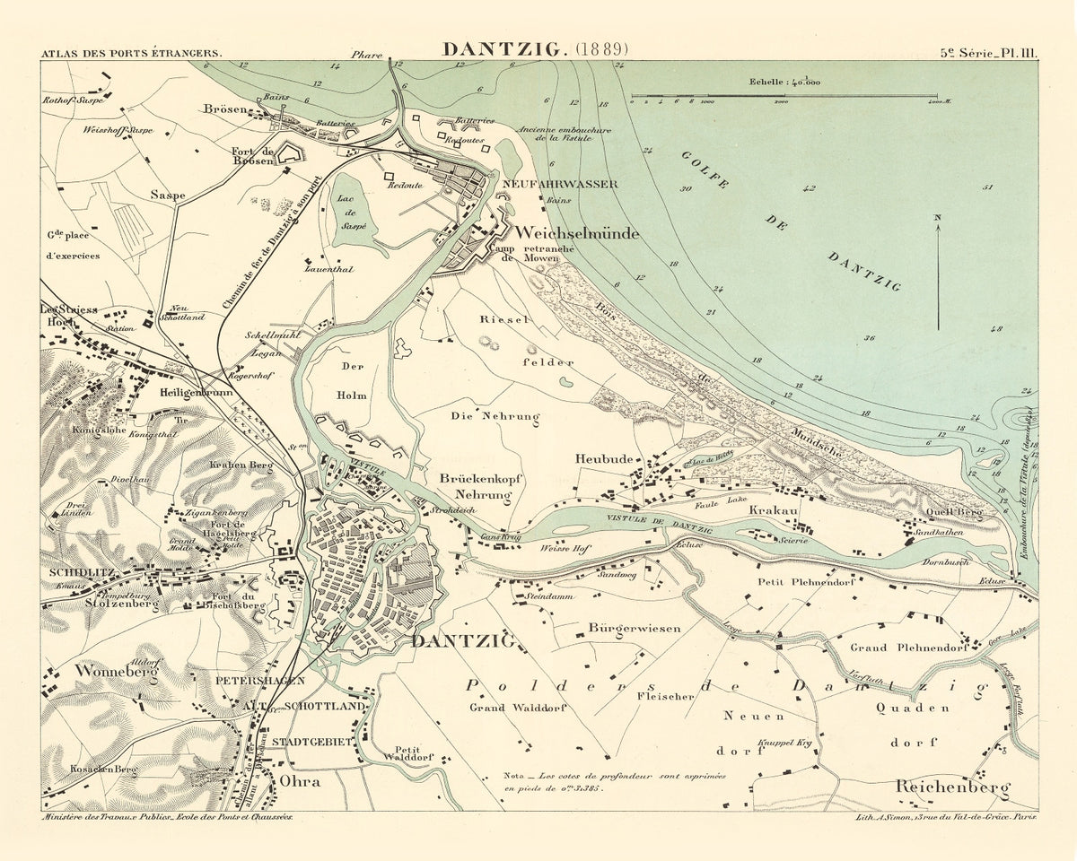 Preview of Vintage Map of Danzig, Poland 1889