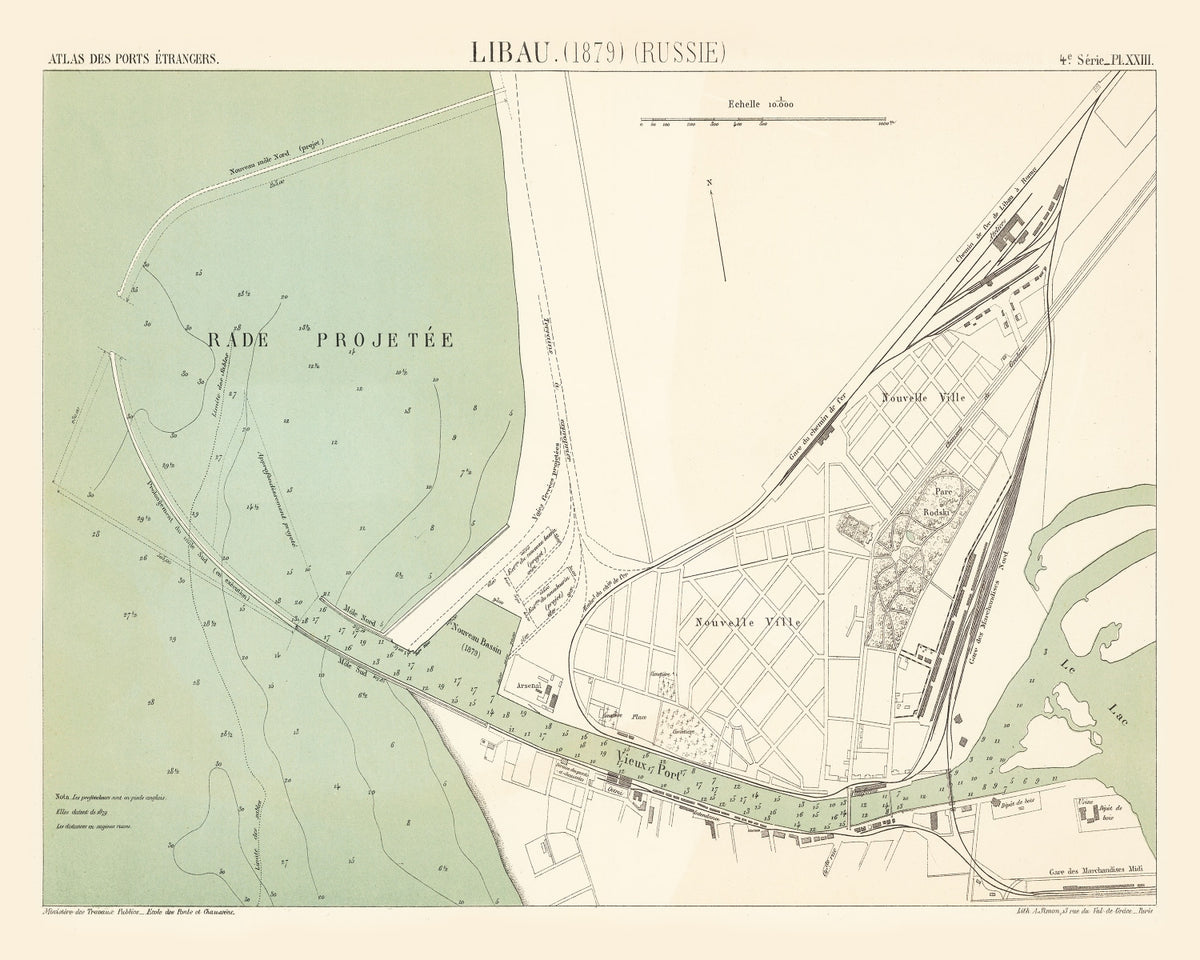Preview of Vintage Map of Liepaja, Latvia 1879