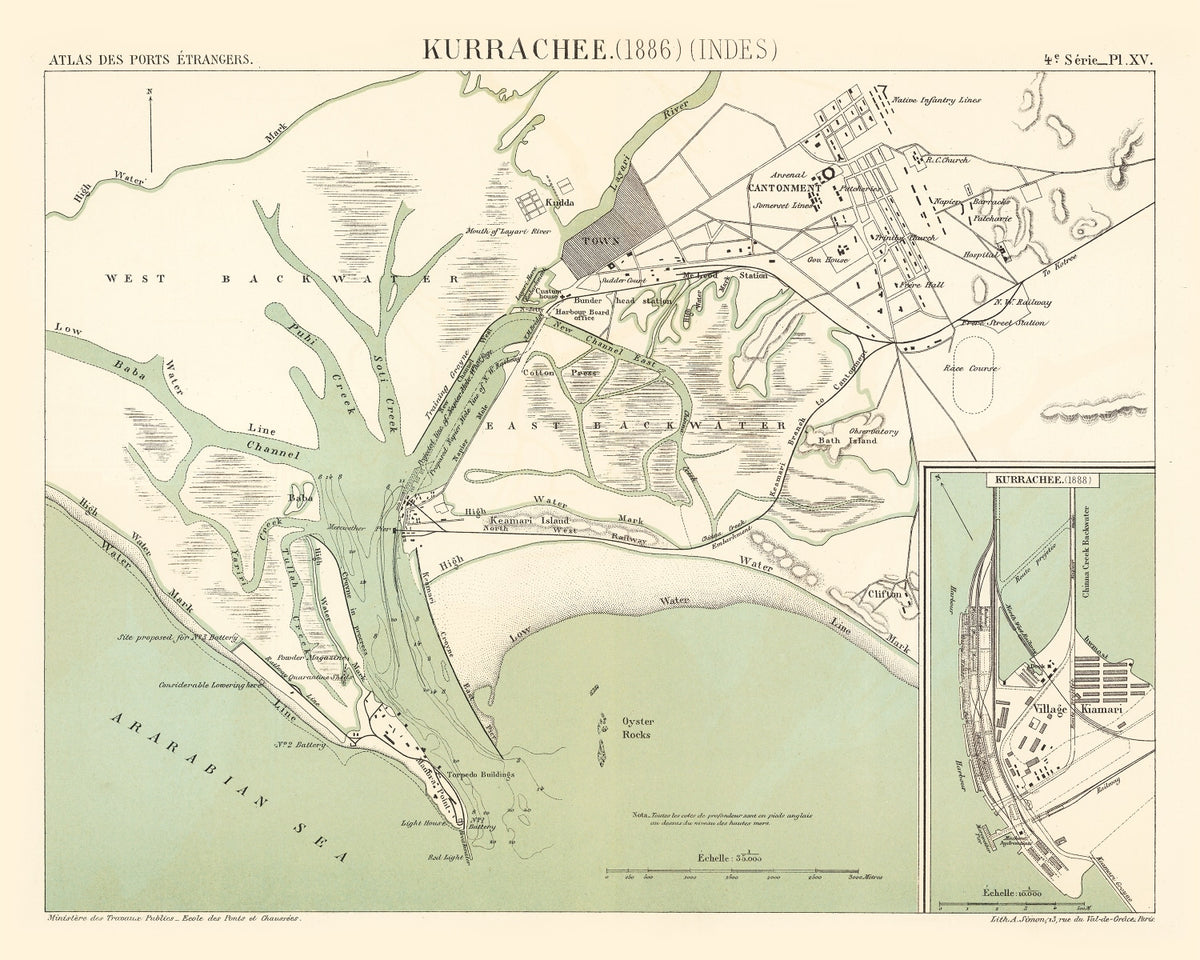 Preview of Vintage Map of Karachi, Pakistan 1888