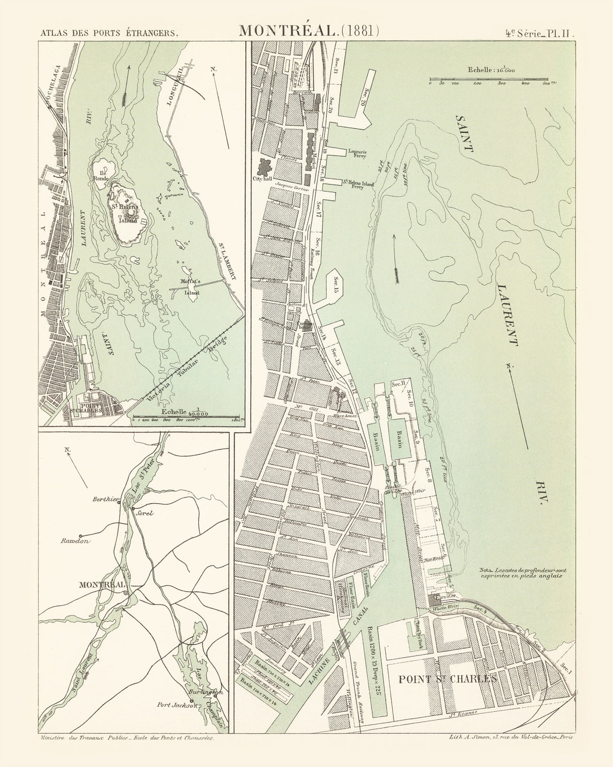 Preview of Vintage Map of Montréal, Canada 1881