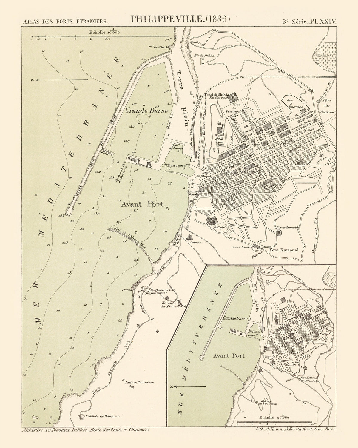 Preview of Vintage Map of Skikda, Algeria 1886