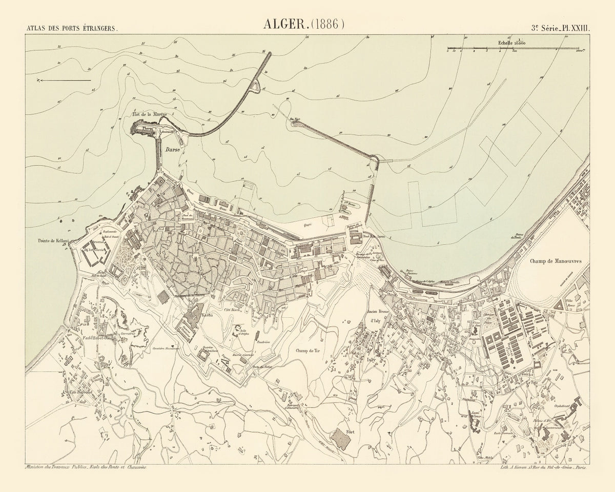 Preview of Vintage Map of Algiers, Algeria 1886