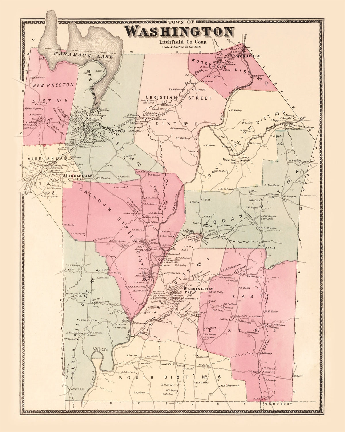 Preview of Vintage Map of Washington, Connecticut 1867