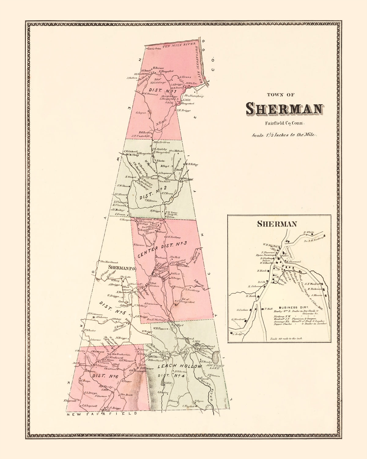 Preview of Vintage Map of Sherman, Connecticut 1867