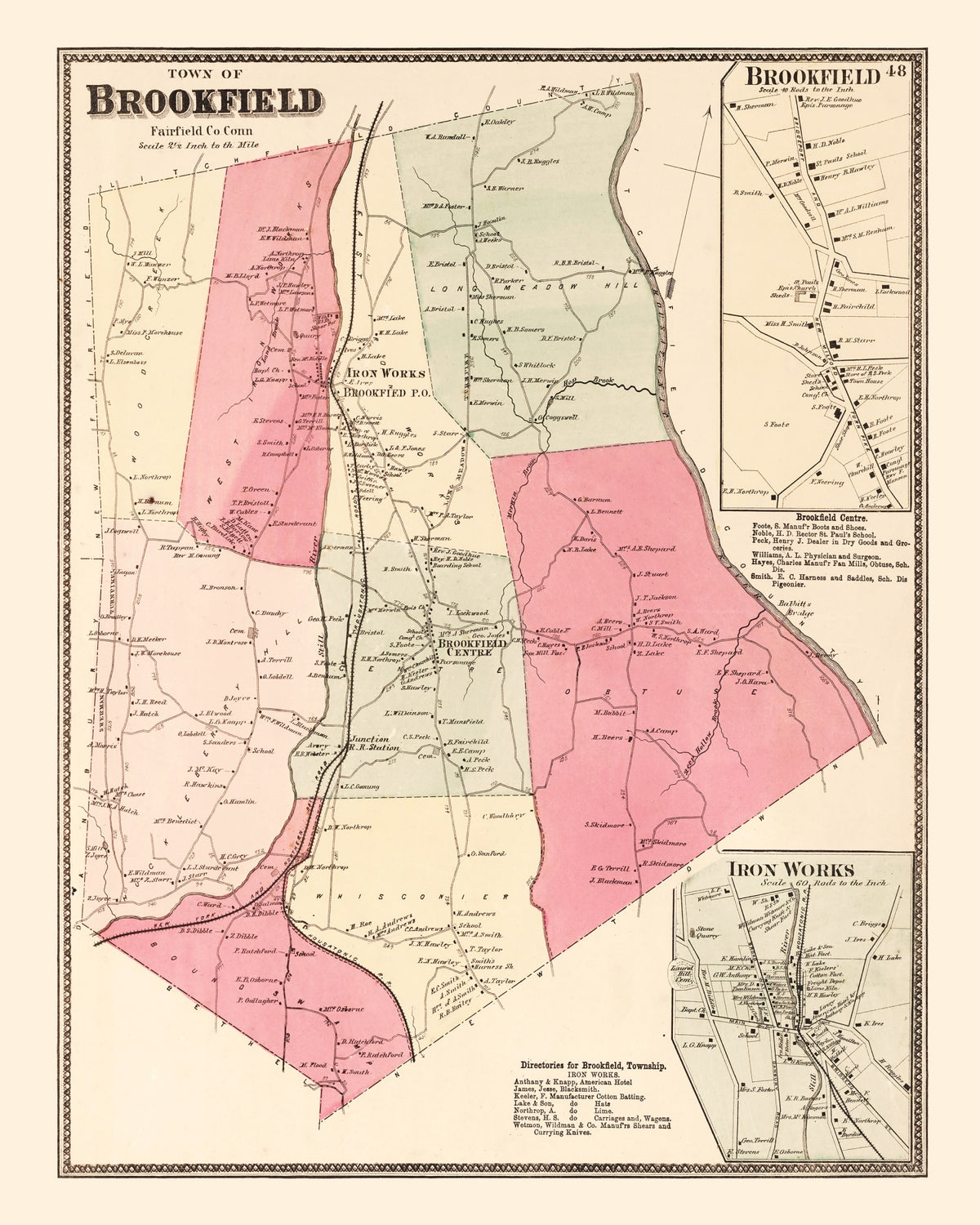 Preview of Vintage Map of Brookfield, Connecticut 1867