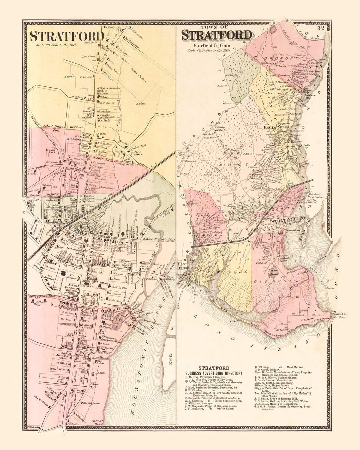 Preview of Vintage Map of Stratford, Connecticut 1867