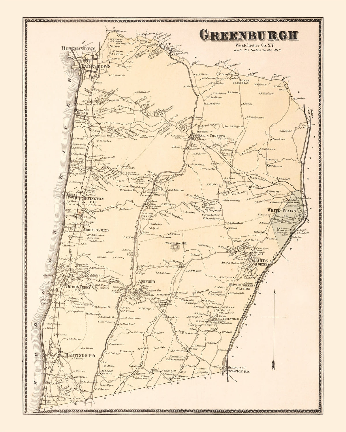 Preview of Vintage Map of Greenburgh, New York 1867