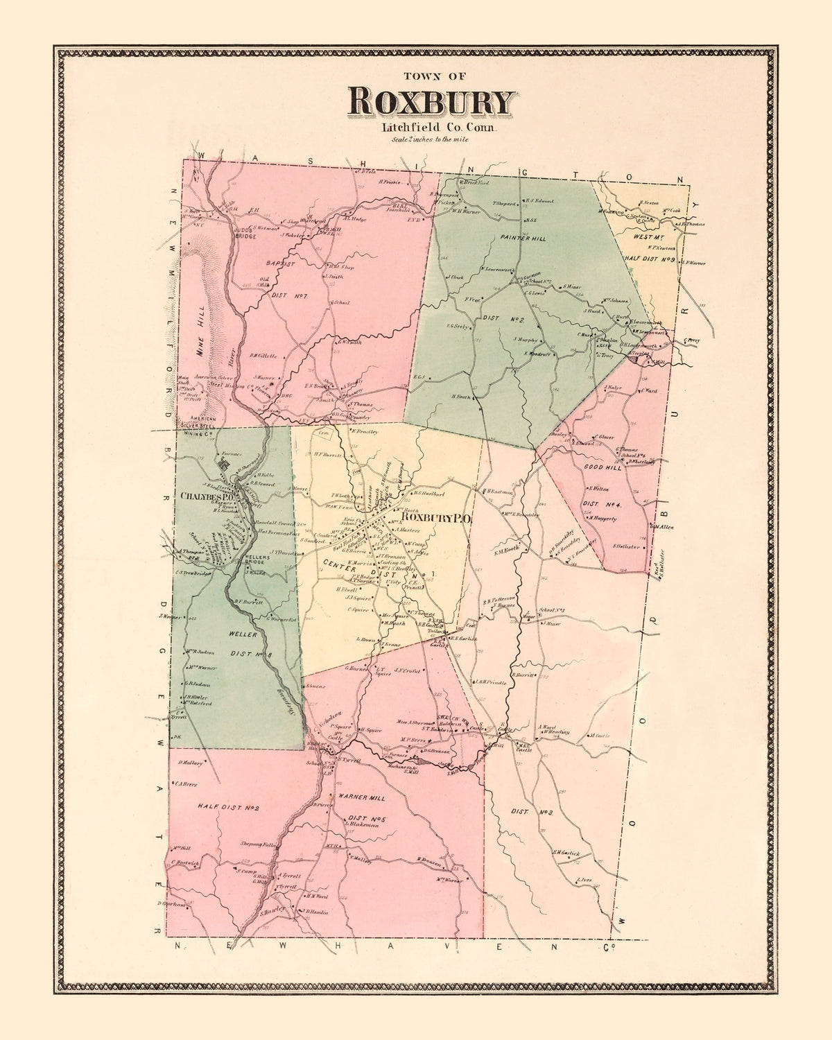 Preview of Vintage Map of Roxbury, Connecticut 1867