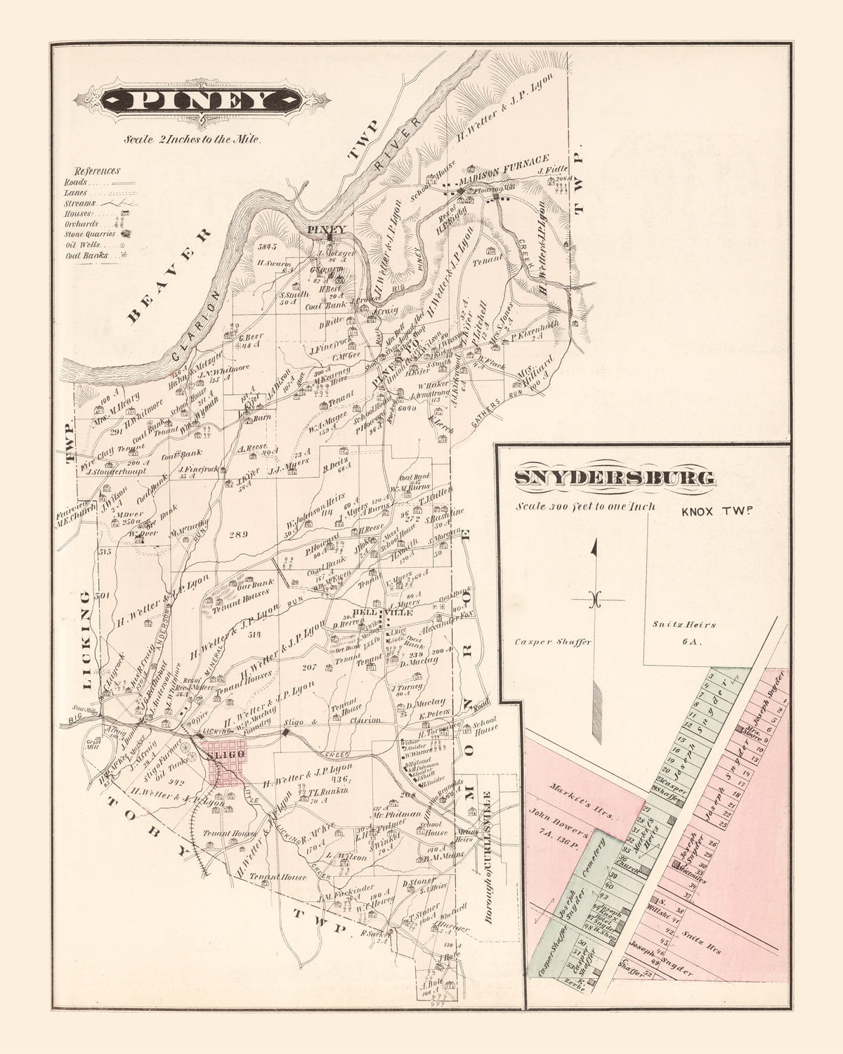Preview of Vintage Map of Snydersburg, Pennsylvania 1877