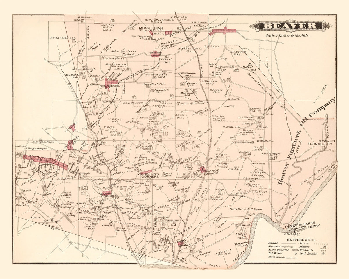 Preview of Vintage Map of Beaver, Pennsylvania 1877