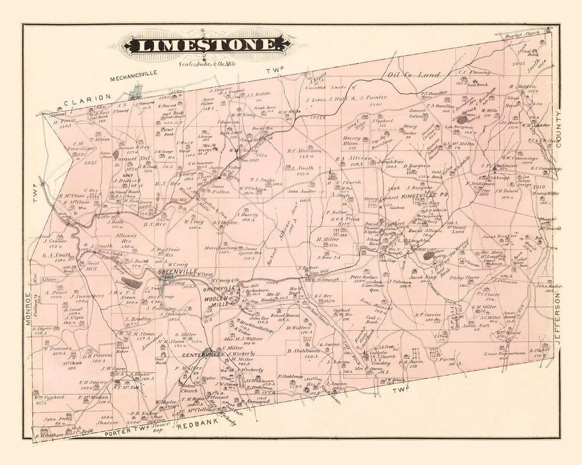 Preview of Vintage Map of Limestone, Pennsylvania 1877
