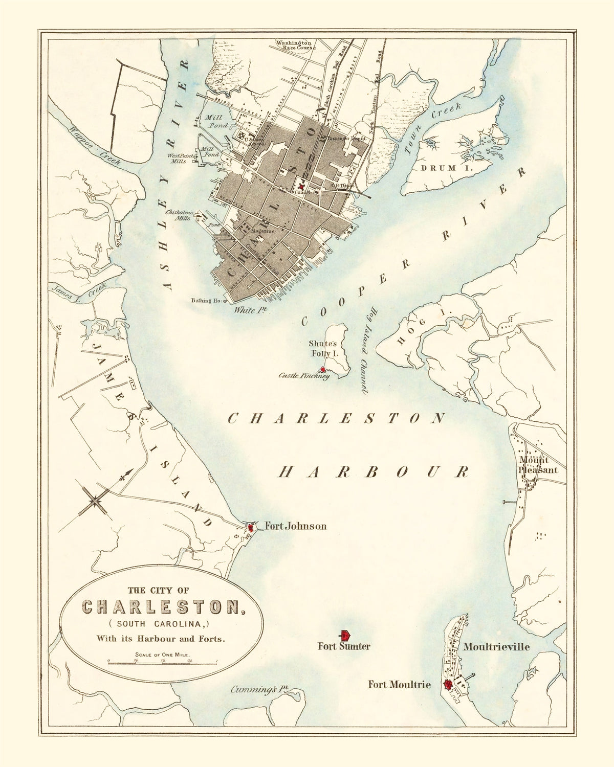 Preview of Vintage Map of Charleston, South Carolina 1857