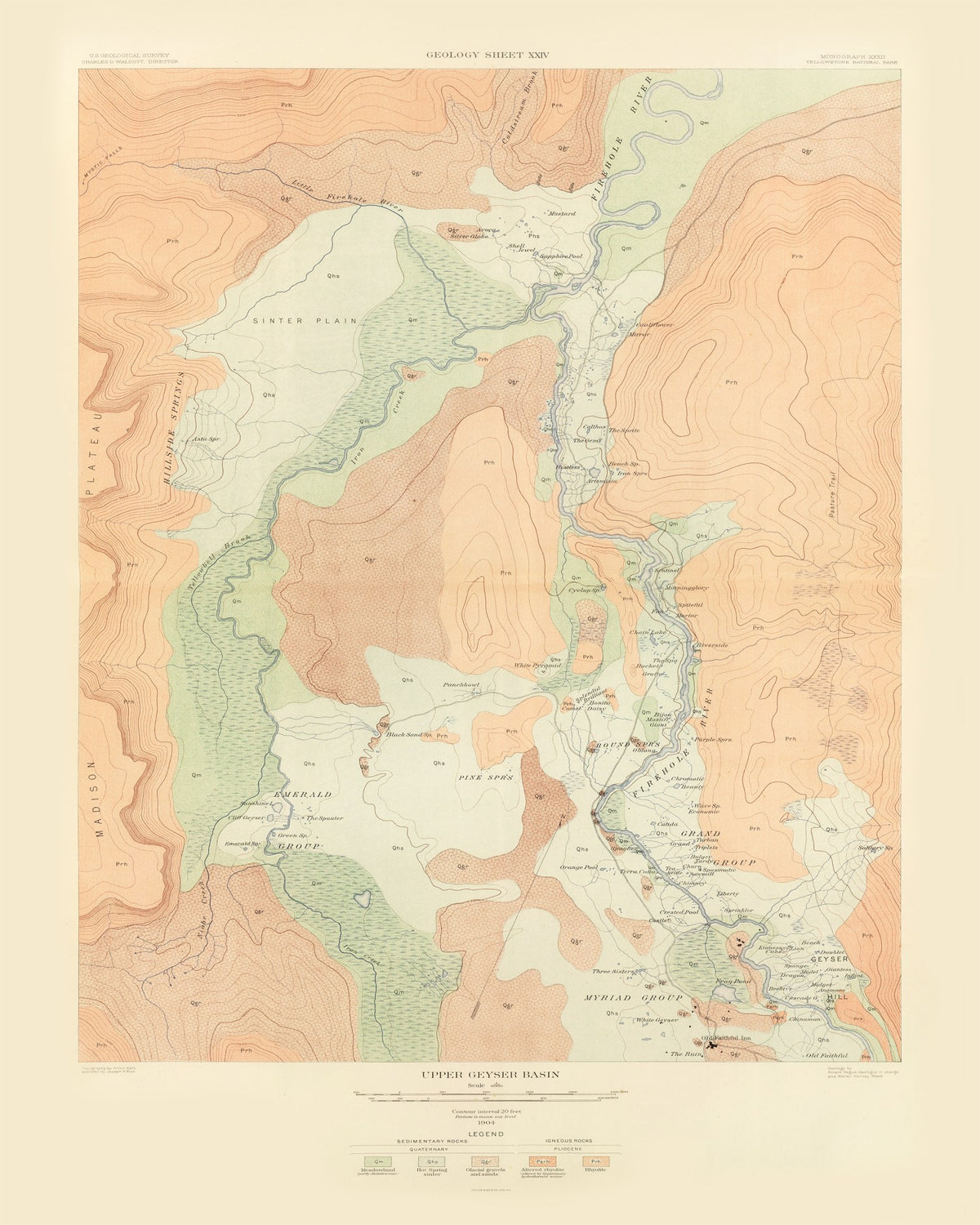 Preview of Vintage Map of Upper Geyser Basin 1904