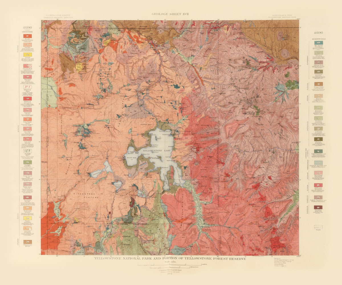 Preview of Vintage Map of Yellowstone National Park 1904