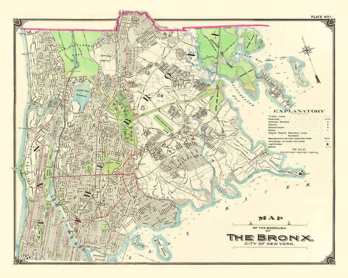 Preview of Vintage Map of Bronx, New York 1900
