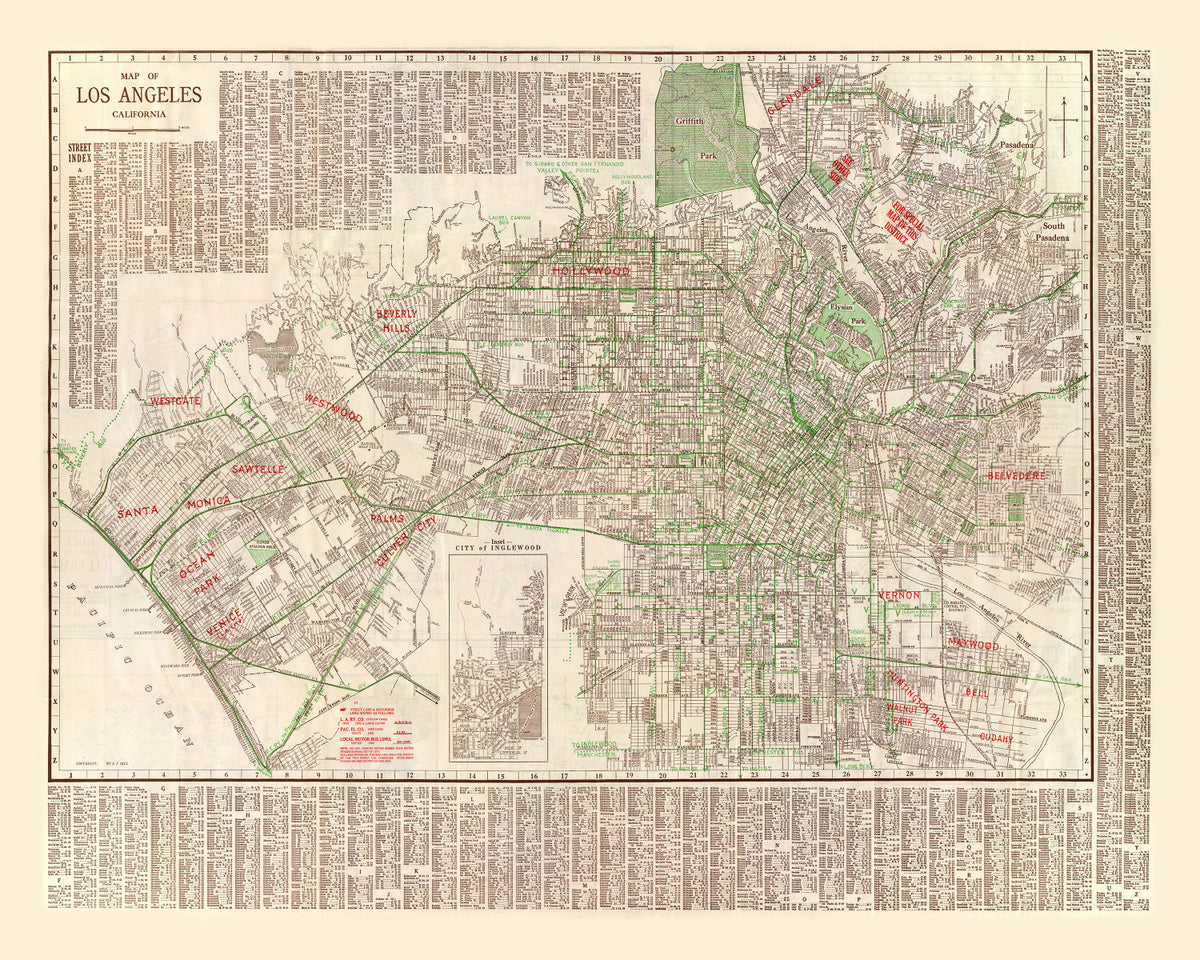 Preview of Vintage Map of Los Angeles, California 1928