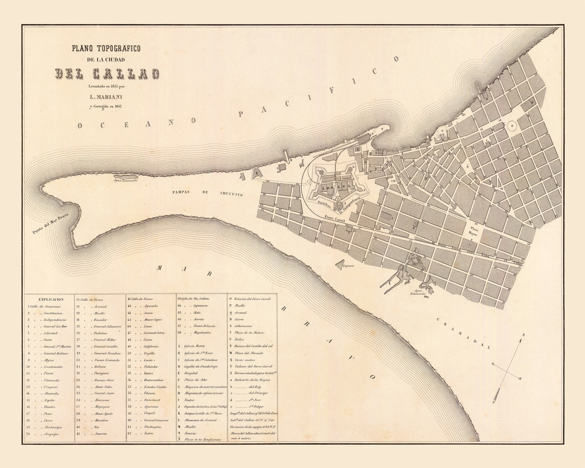 Preview of Vintage Map of Callao, Peru 1865