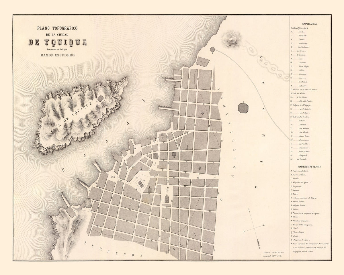 Preview of Vintage Map of Iquique, Chile 1865