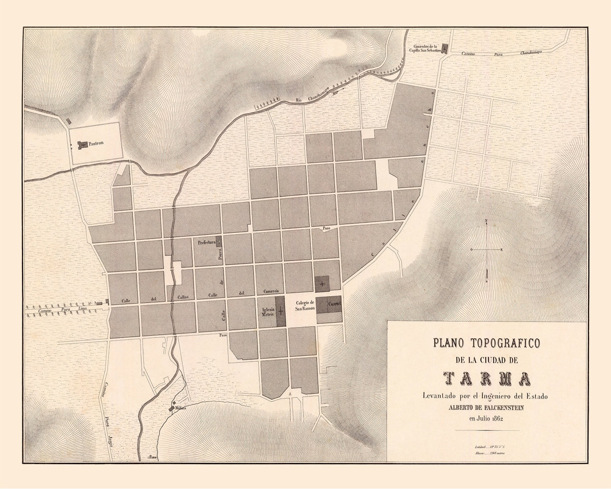 Preview of Vintage Map of Tarma, Peru 1865
