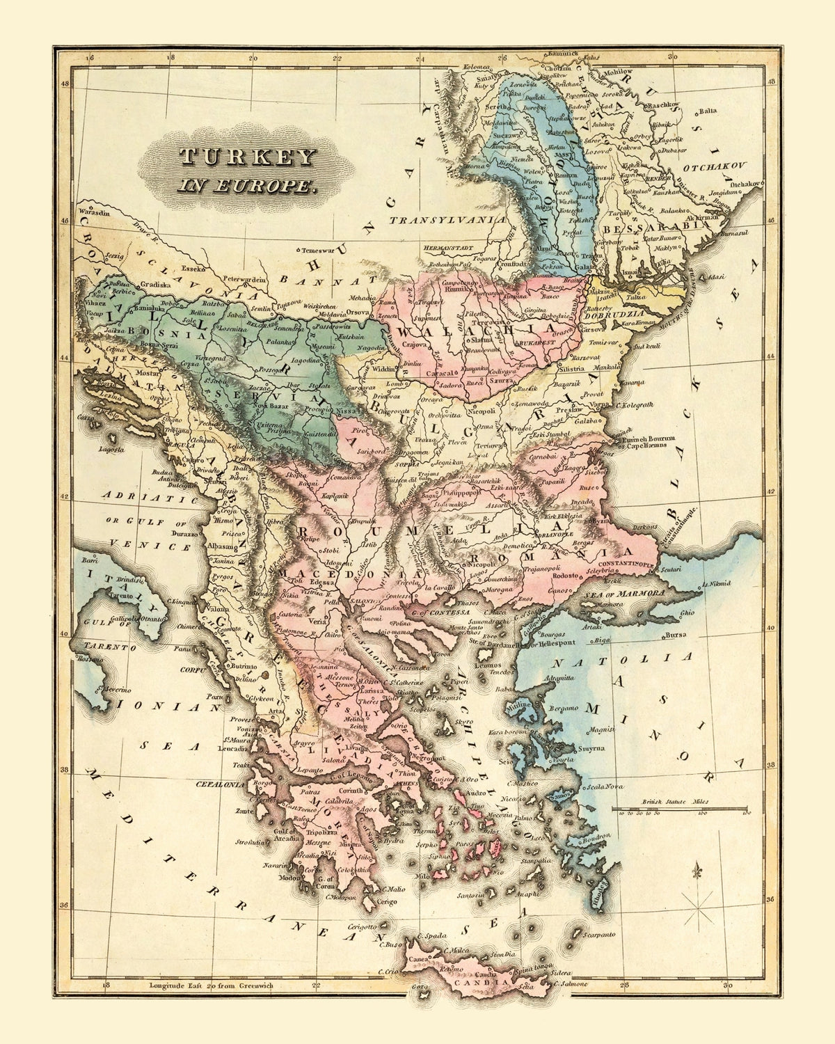Preview of Vintage Map of Turkey 1823