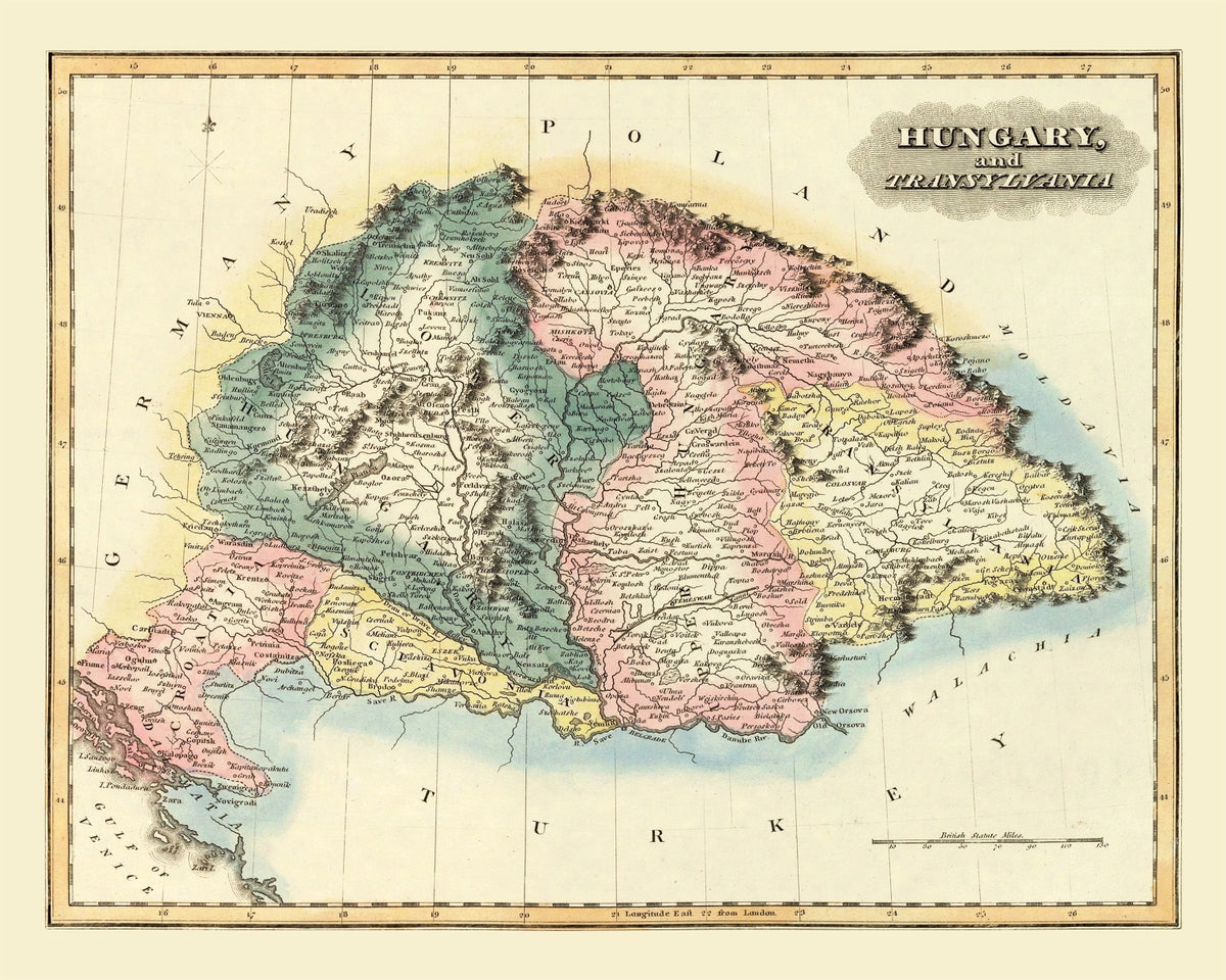 Preview of Vintage Map of Hungary 1823