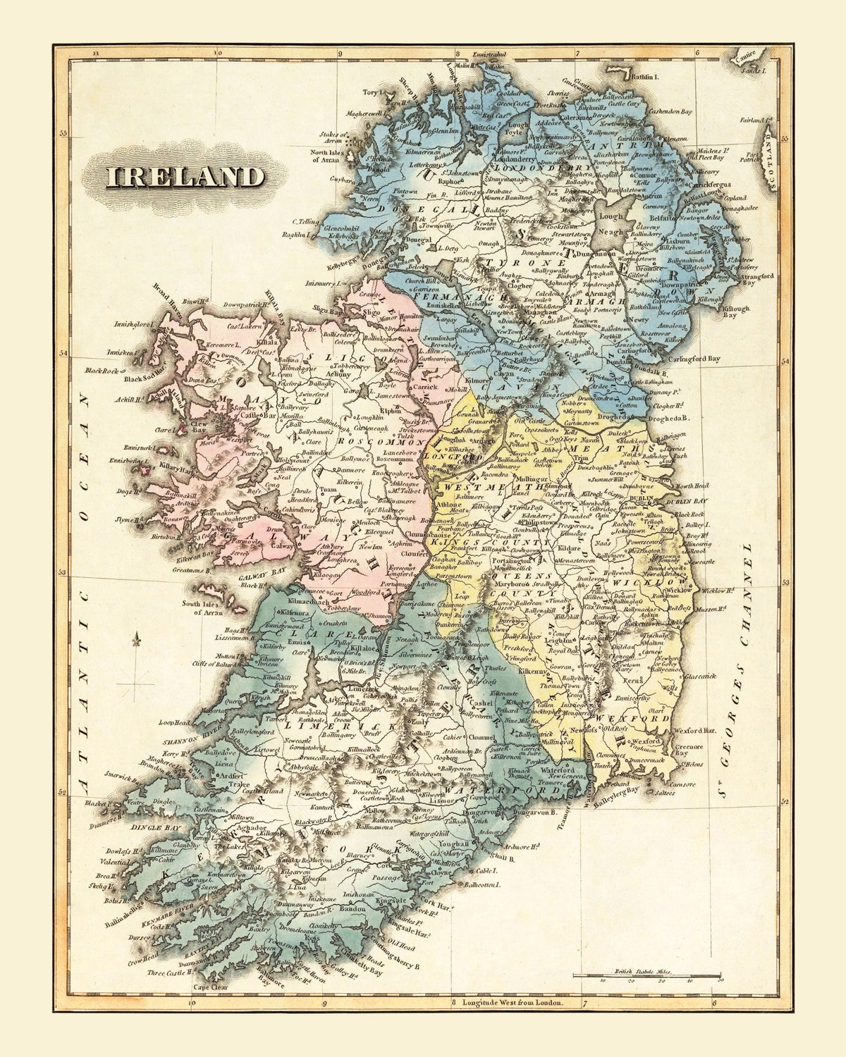 Preview of Vintage Map of Ireland 1823