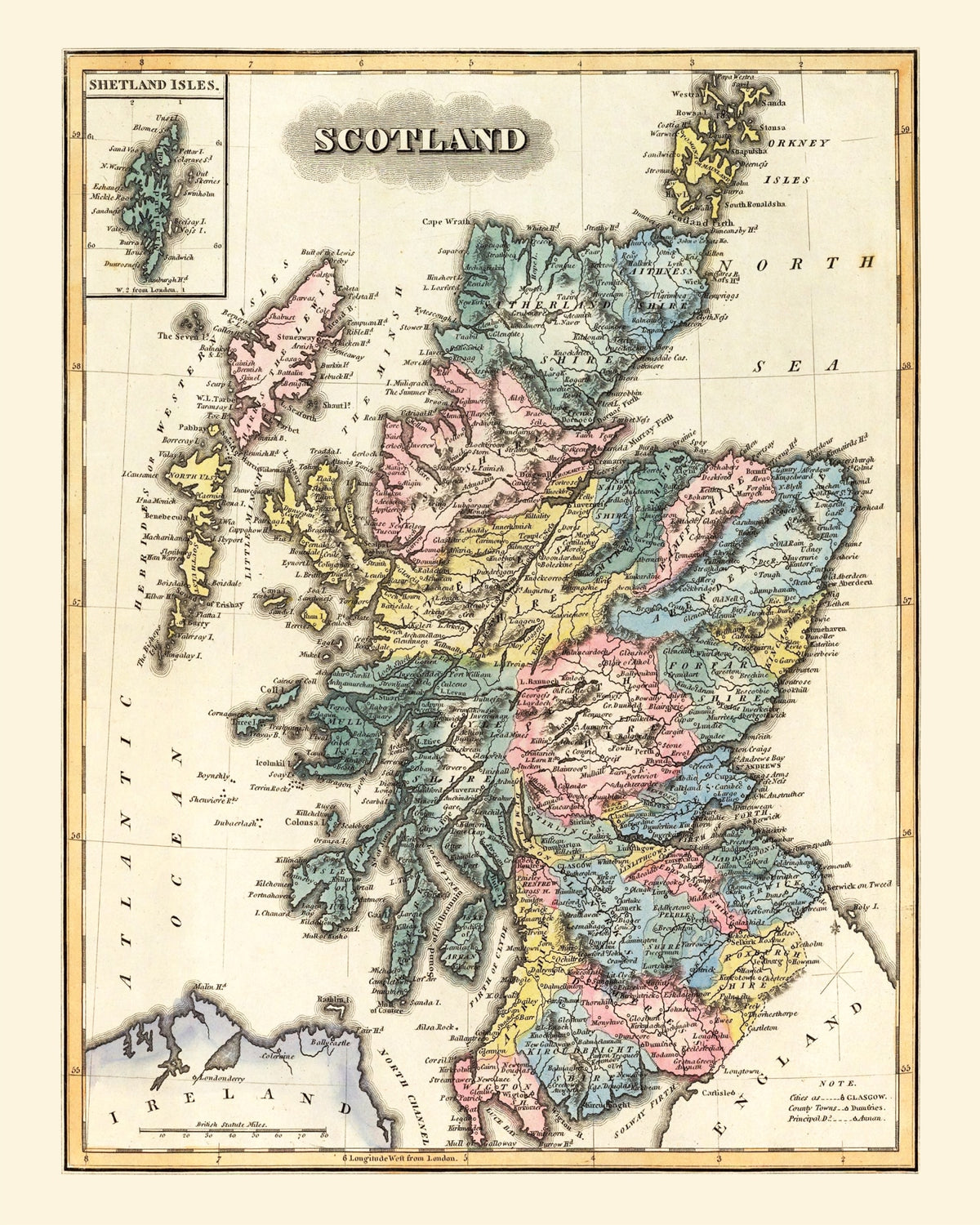 Preview of Vintage Map of Scotland 1823