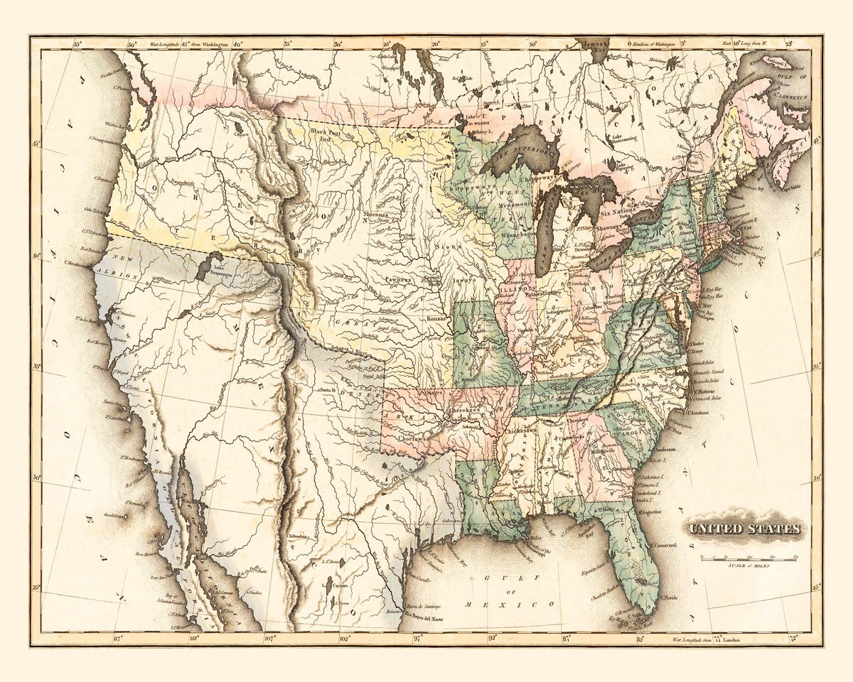Preview of Vintage Map of United States 1823