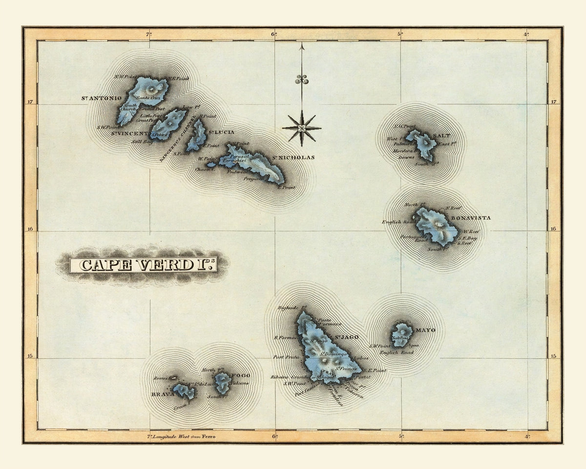 Preview of Vintage Map of Cape Verde 1823