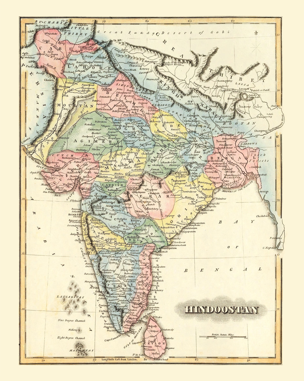 Preview of Vintage Map of India 1823