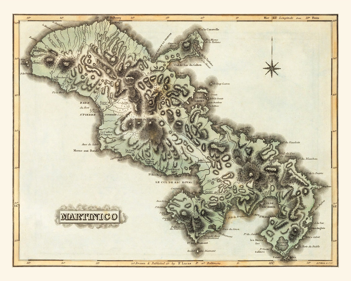 Preview of Vintage Map of Martinico, 1823